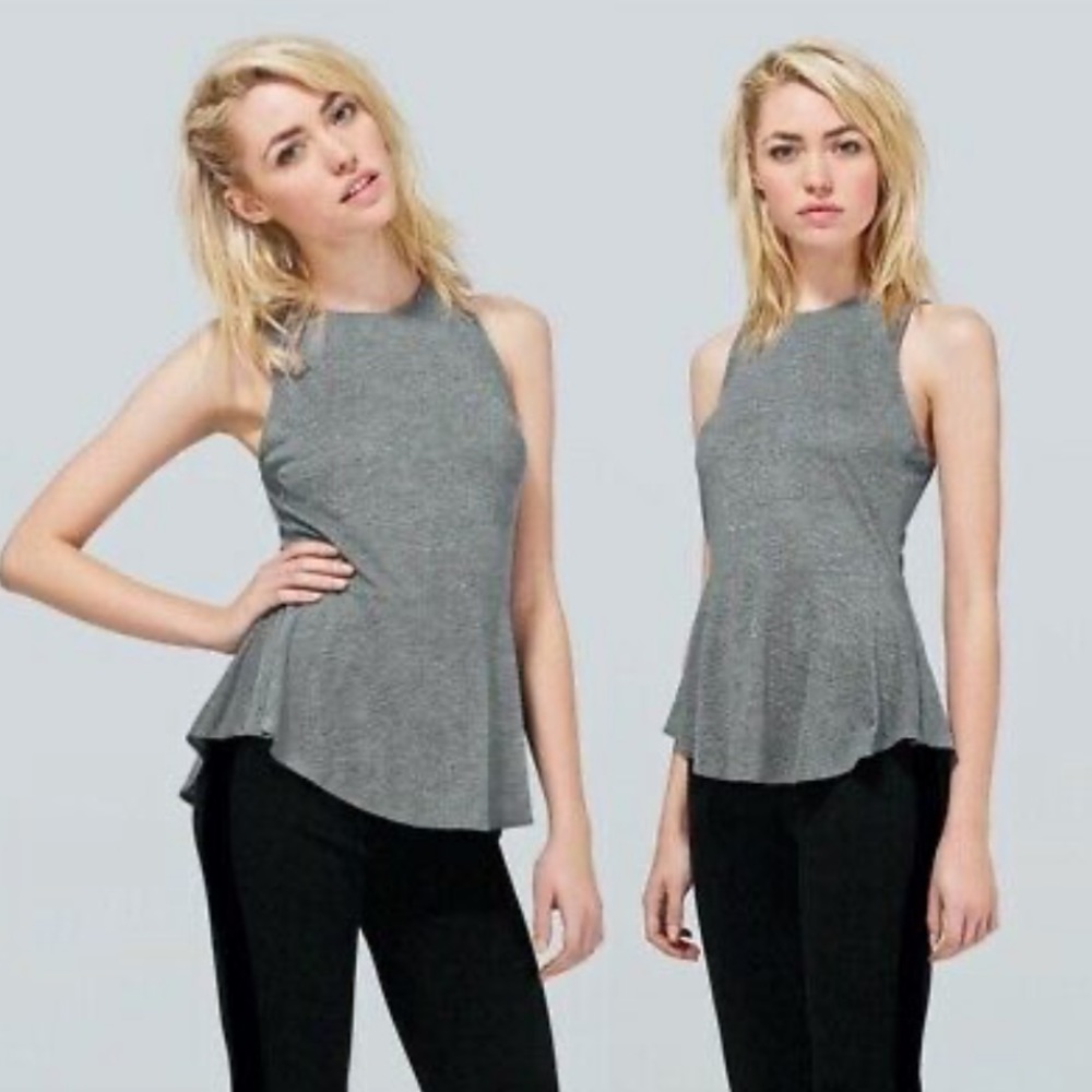 Aritzia Wilfred grey Concordia peplum top